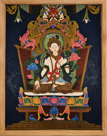 White Tara Thangka – Hand-Painted Tibetan Buddhist Art | Meditation & Protection Wall Decor