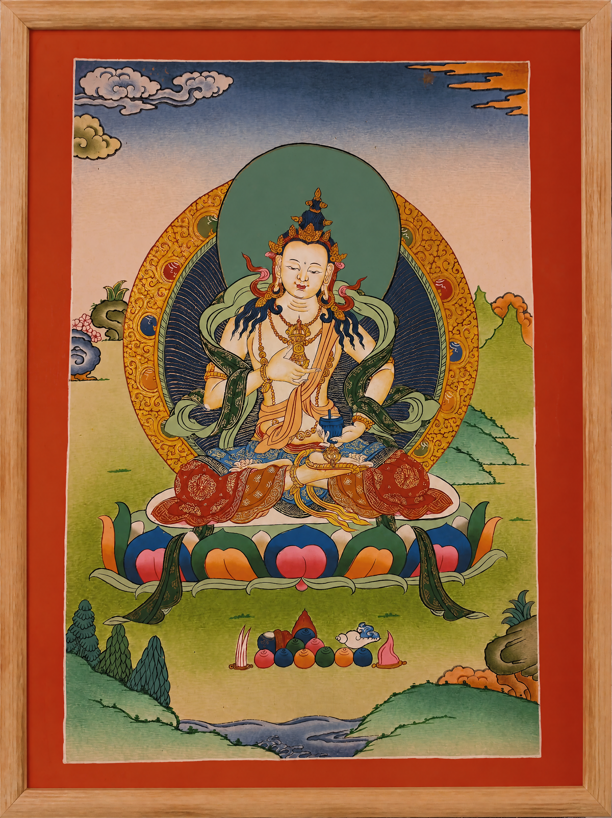 Vajrasattva Thangka – Hand-Painted Tibetan Buddhist Art | Meditation & Protection Wall Decor