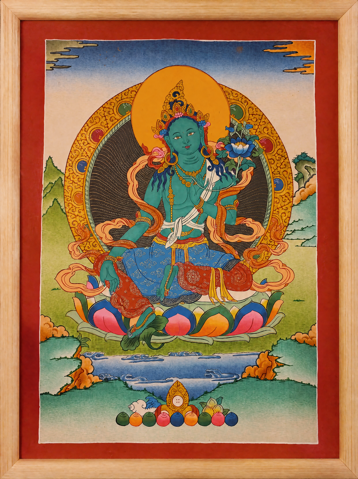 Green Tara Thangka – Hand-Painted Tibetan Buddhist Art | Meditation & Protection Wall Decor