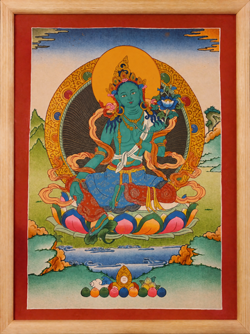 Green Tara Thangka – Hand-Painted Tibetan Buddhist Art | Meditation & Protection Wall Decor