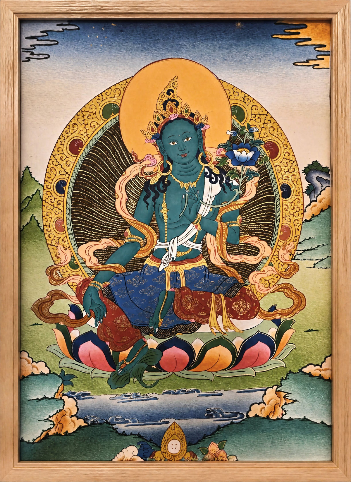 Green Tara Thangka – Hand-Painted Tibetan Buddhist Art | Meditation & Protection Wall Decor