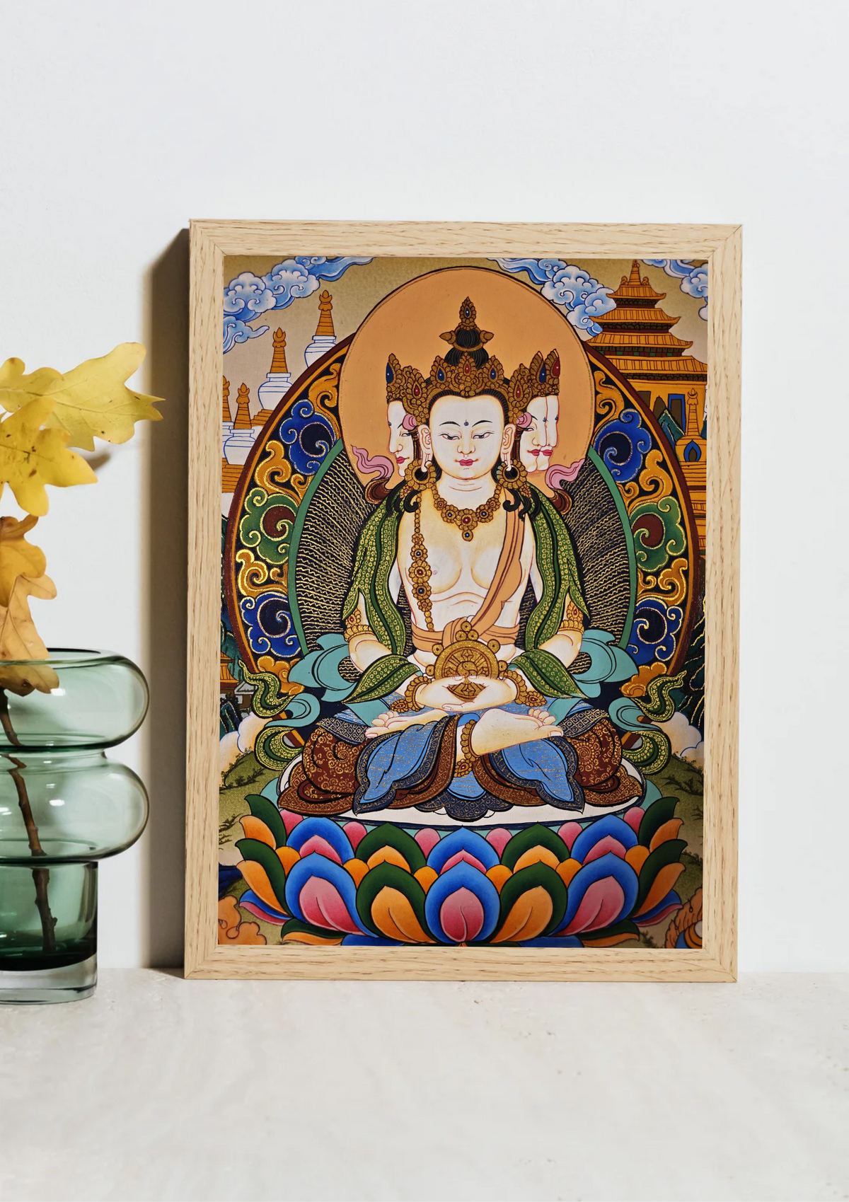 Vairochana Thangka – Hand-Painted Tibetan Buddhist Art | Meditation & Protection Wall Decor