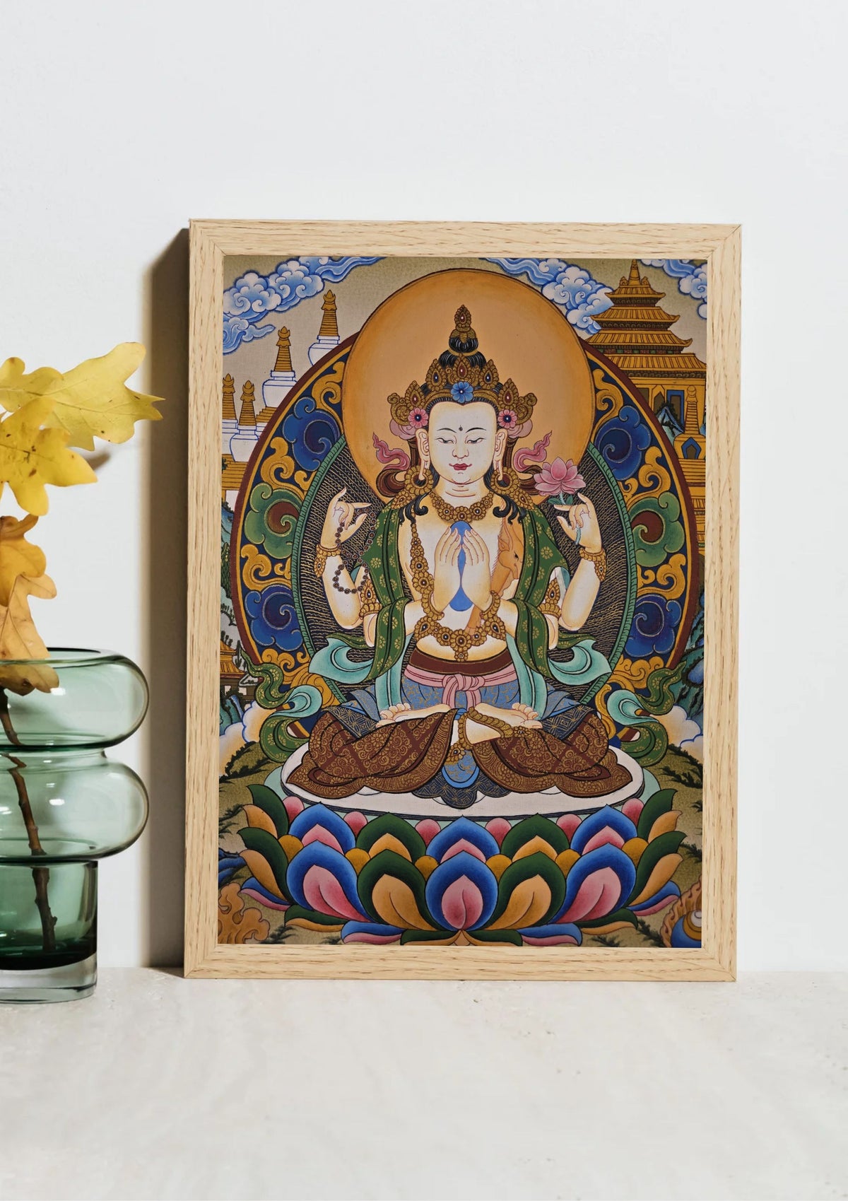 Chenrezig Thangka – Hand-Painted Tibetan Buddhist Art | Meditation & Protection Wall Decor