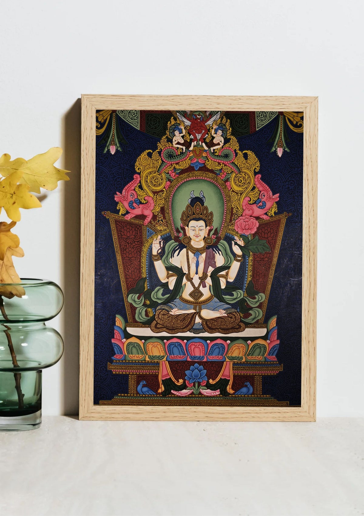 Chenrezig Thangka – Hand-Painted Tibetan Buddhist Art | Meditation & Protection Wall Decor